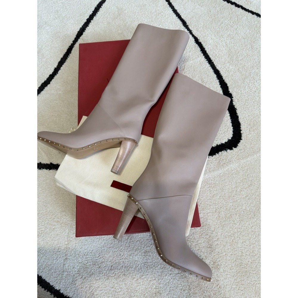 Valentino - Dusty Pink‎ Studded Sole Tall Boots Size 41
